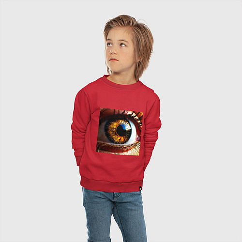 Детский свитшот Золотой карий глаз в стиле стимпанк / Красный – фото 4