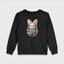 Свитшот хлопковый детский Маленький пушистый кролик, цвет: черный