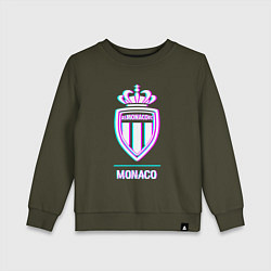 Свитшот хлопковый детский Monaco FC в стиле glitch, цвет: хаки