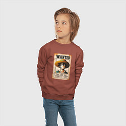 Свитшот хлопковый детский Ван Пис - розыск, цвет: кирпичный — фото 2