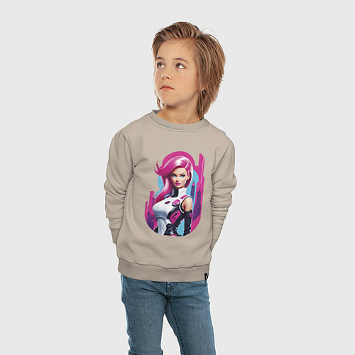 Детский свитшот Beauty Barbie - ai art / Миндальный – фото 4
