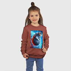 Свитшот хлопковый детский Space cat - ai art, цвет: кирпичный — фото 2