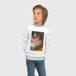 Свитшот хлопковый детский Ван Пис Луффи Монки Д пиксельный, цвет: белый — фото 2