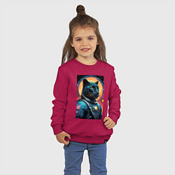 Свитшот хлопковый детский Пантера бравый космонавт - нейросеть, цвет: маджента — фото 2