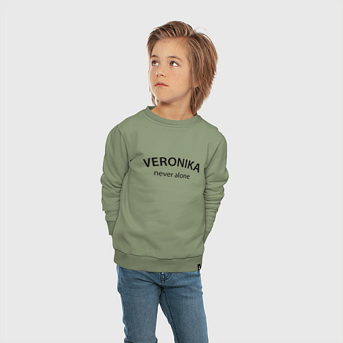 Детский свитшот Veronika never alone - motto / Авокадо – фото 4