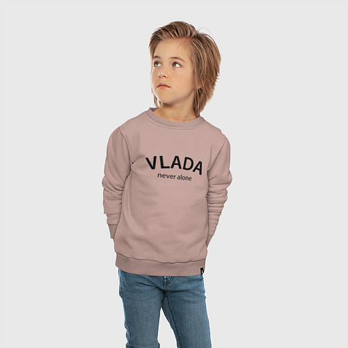 Детский свитшот Vlada never alone - motto / Пыльно-розовый – фото 4