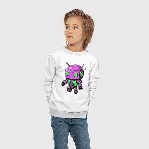 Детский свитшот Фиолетовый робот инопланетянин / Белый – фото 4