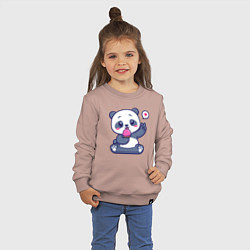 Свитшот хлопковый детский Ice cream panda, цвет: пыльно-розовый — фото 2