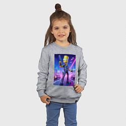 Свитшот хлопковый детский Cyber Bart - neon glow ai art, цвет: меланж — фото 2