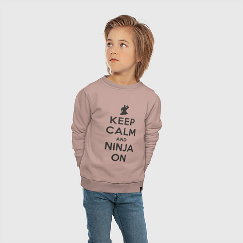 Детский свитшот Keep calm and ninja on / Пыльно-розовый – фото 4