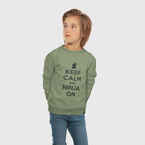 Детский свитшот Keep calm and ninja on / Авокадо – фото 4