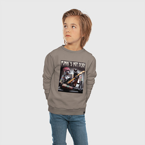 Детский свитшот Punk girl with a black cat and a guitar / Утренний латте – фото 4