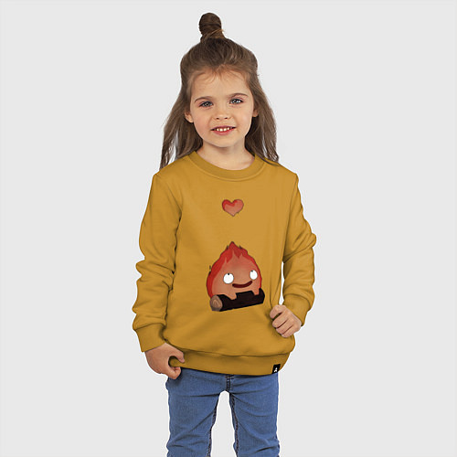 Детский свитшот Кальцифер сердце / Горчичный – фото 3
