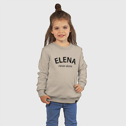 Свитшот хлопковый детский Elena never alone - motto, цвет: миндальный — фото 2