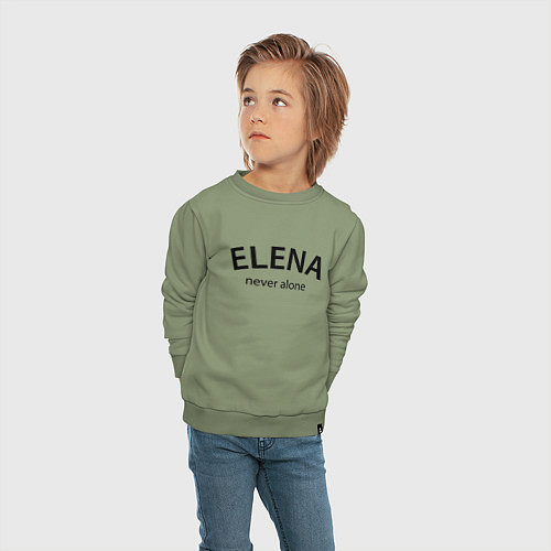 Детский свитшот Elena never alone - motto / Авокадо – фото 4