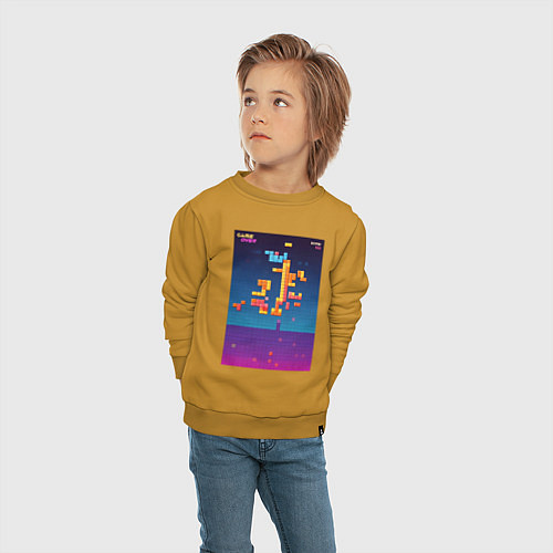 Детский свитшот Синтвейв тетрис / Горчичный – фото 4