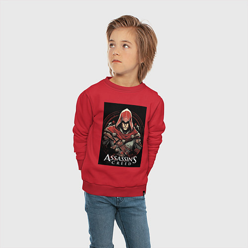 Детский свитшот Assassins creed профиль игрока / Красный – фото 4