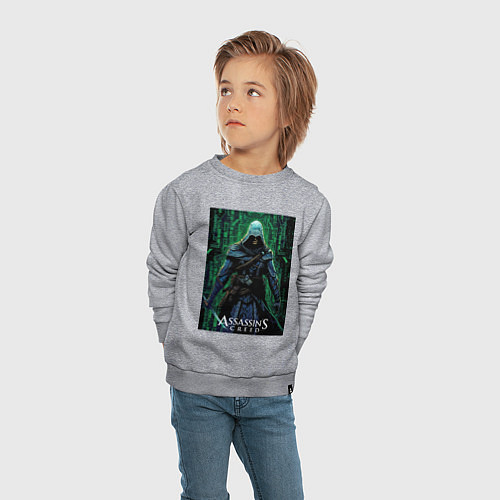 Детский свитшот Assassins creed стиль матрицы / Меланж – фото 4