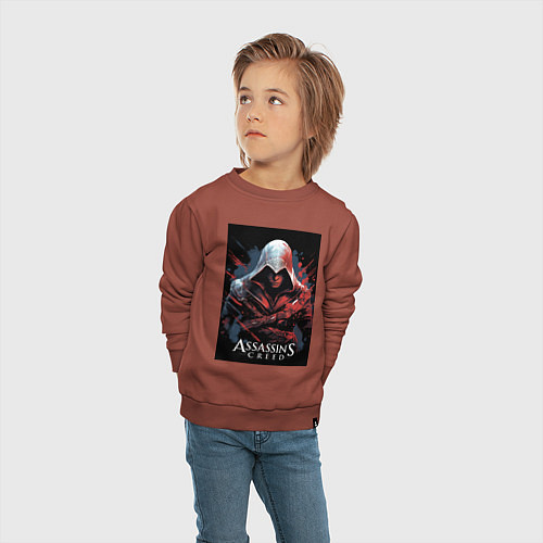 Детский свитшот Assassins creed красные пятна / Кирпичный – фото 4