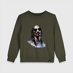 Свитшот хлопковый детский Snoop dog, цвет: хаки