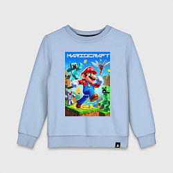 Свитшот хлопковый детский Mario in Minecraft - ai art collaboration, цвет: мягкое небо