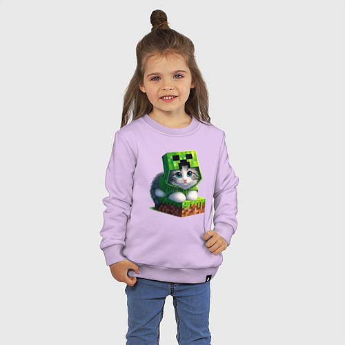 Детский свитшот Kitten creeper collaboration - ai art / Лаванда – фото 3