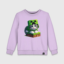 Свитшот хлопковый детский Kitten creeper collaboration - ai art, цвет: лаванда