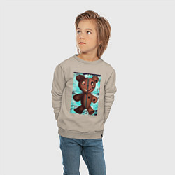 Свитшот хлопковый детский Криповый медведь, цвет: миндальный — фото 2