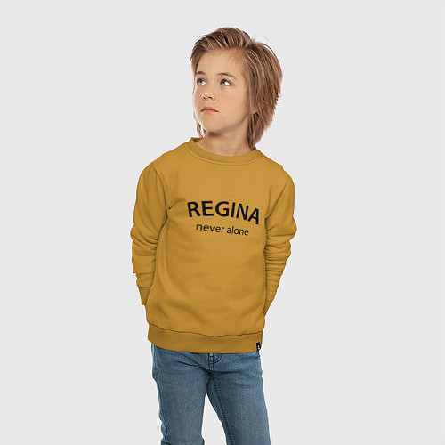Детский свитшот Regina never alone - motto / Горчичный – фото 4