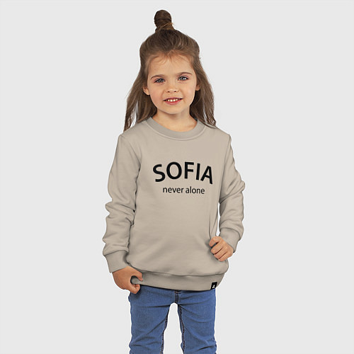 Детский свитшот Sofia never alone - motto / Миндальный – фото 3