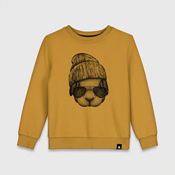 Свитшот хлопковый детский Кролик-хипстер, цвет: горчичный