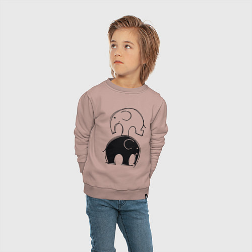 Детский свитшот Cute elephants / Пыльно-розовый – фото 4