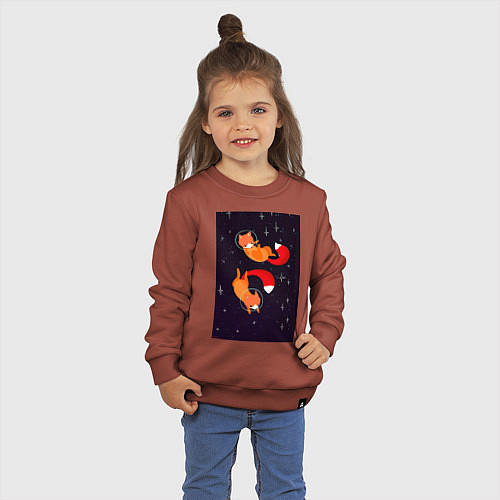 Детский свитшот Лисы в невесомости / Кирпичный – фото 3
