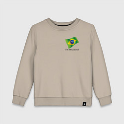 Свитшот хлопковый детский Im Brazilian - motto, цвет: миндальный