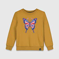 Свитшот хлопковый детский USA butterfly, цвет: горчичный
