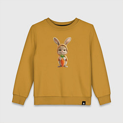 Свитшот хлопковый детский Веселый заяц - кролик с морковкой, цвет: горчичный