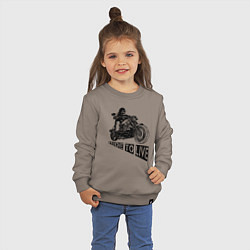 Свитшот хлопковый детский Байкер на мотоцикле - череп, цвет: утренний латте — фото 2