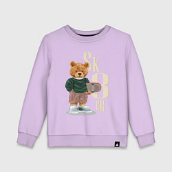 Свитшот хлопковый детский Плюшевый мишка - скейтер, цвет: лаванда