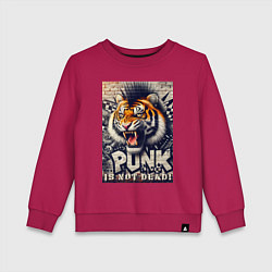 Свитшот хлопковый детский Cool tiger - punks not dead, цвет: маджента