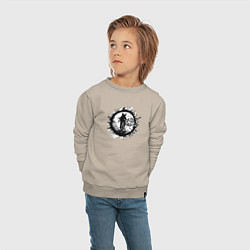 Свитшот хлопковый детский Осень, лужи и байк, цвет: миндальный — фото 2