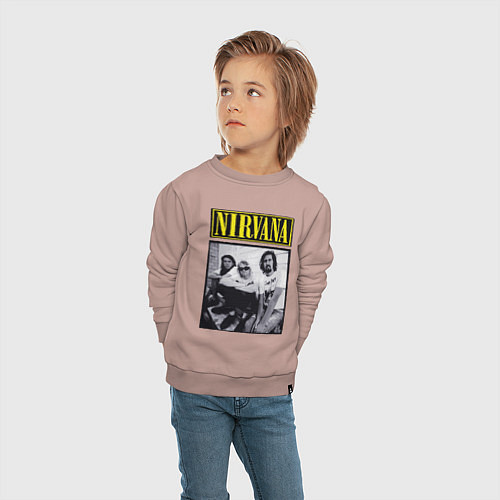 Детский свитшот Нирвана группа / Пыльно-розовый – фото 4