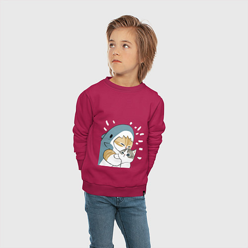 Детский свитшот Котик-акула / Маджента – фото 4
