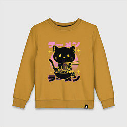 Свитшот хлопковый детский Котик с лапшой, цвет: горчичный