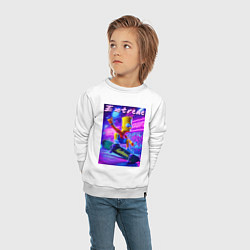 Свитшот хлопковый детский Bart Simpson on a skateboard - extreme ai art, цвет: белый — фото 2