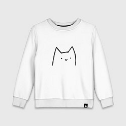 Свитшот хлопковый детский Улыбающийся глупенький котик, цвет: белый