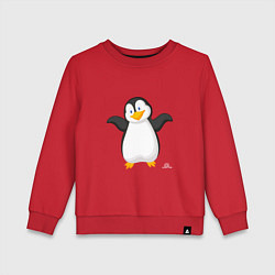Свитшот хлопковый детский Веселый пингвин красивый, цвет: красный