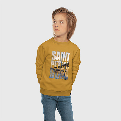 Детский свитшот Санкт-Петербург вантовый мост / Горчичный – фото 4