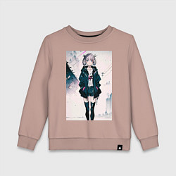 Свитшот хлопковый детский Надзуна Нанакуса - Песнь ночных сов, цвет: пыльно-розовый