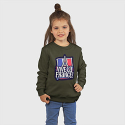 Свитшот хлопковый детский Viva la France, цвет: хаки — фото 2