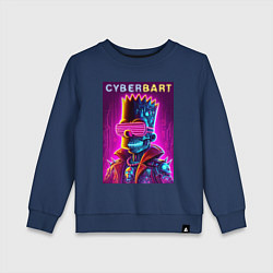Свитшот хлопковый детский Cyber Bart - neon glow ai art fantasy, цвет: тёмно-синий